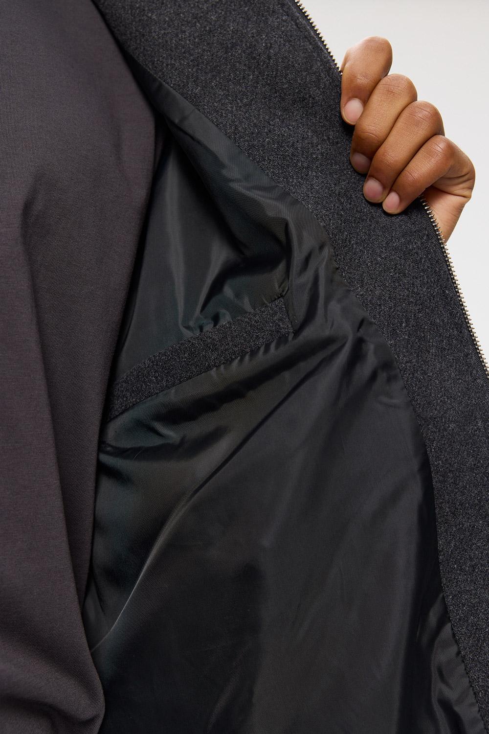 Elvine Ylve Wool Jacket Dark Grey Melange Herren Bomberjacke grau
